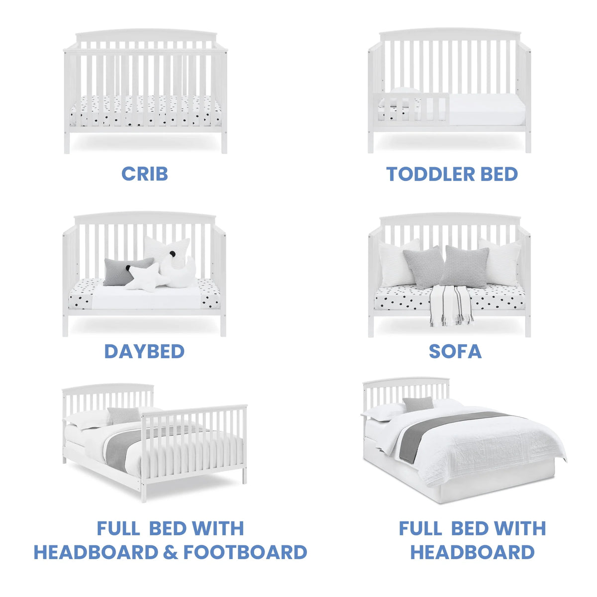 6-in-1 Convertible Baby Crib S791