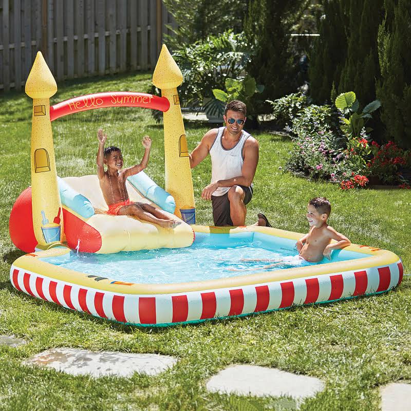 Inflatable Pool with Sprinkler Arch Over 5 ft Tall Y362