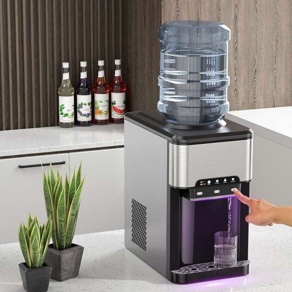 3 in 1 Countertop Water Cooler Dispenser Ice Maker with Ice Block 44 lb Ice Storage T5417