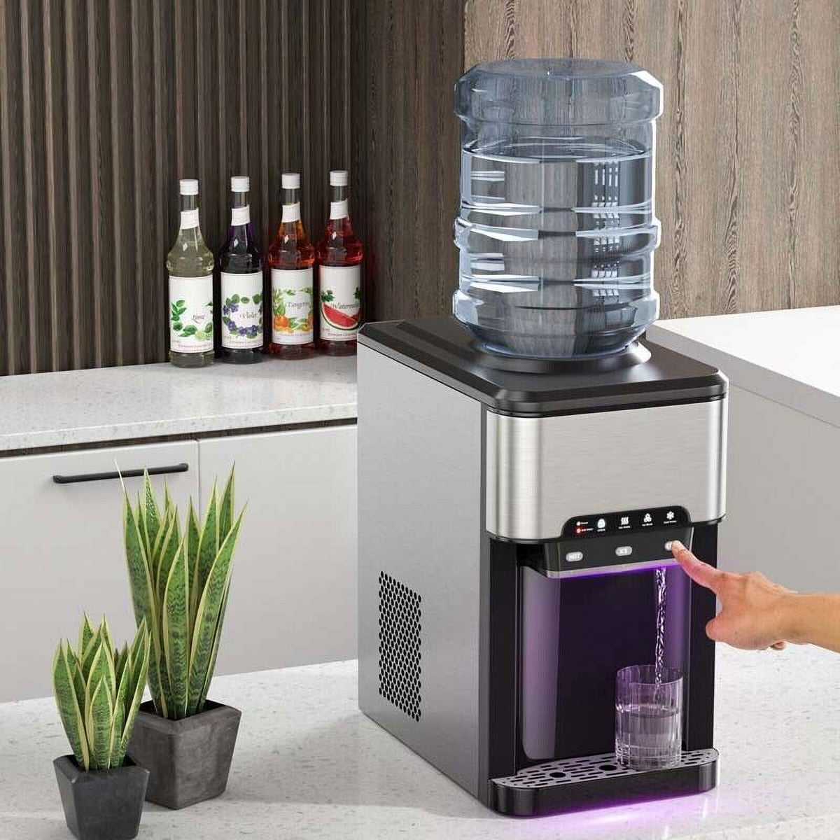 3 in 1 Countertop Water Cooler Dispenser Ice Maker with Ice Block 44 lb Ice Storage T5417