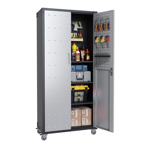 Metal Garage Storage Cabinet with Wheels B4136