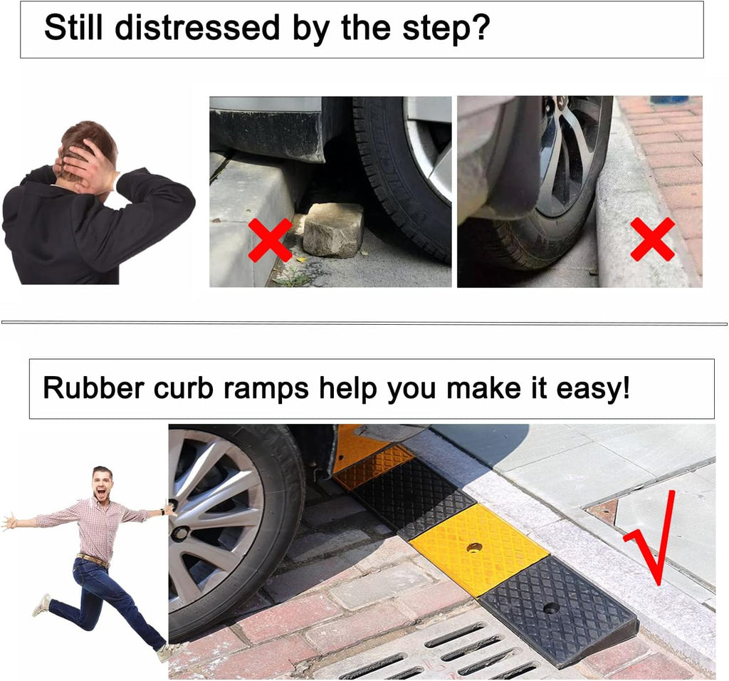 2 Rubber Heavy Duty Driveway Curb Ramp 10 Ton 39.3*5.9*2inch W47847