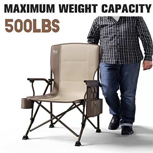 Oversized Folding Camping Chair High Back Heavy Duty with Cup Holder Side Pocket Cooler Bag X2409