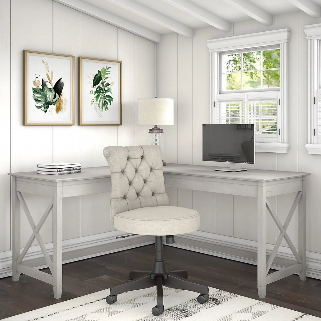 White Oak L-Shaped Desk and Chair Set A51672