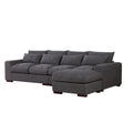 Dark Gray Fabric Modular Reversible Sectional Sofa & Ottoman T361