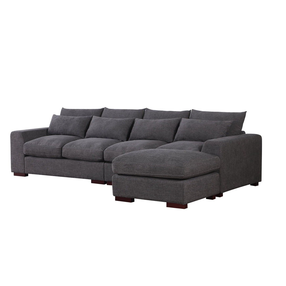Dark Gray Fabric Modular Reversible Sectional Sofa & Ottoman T361