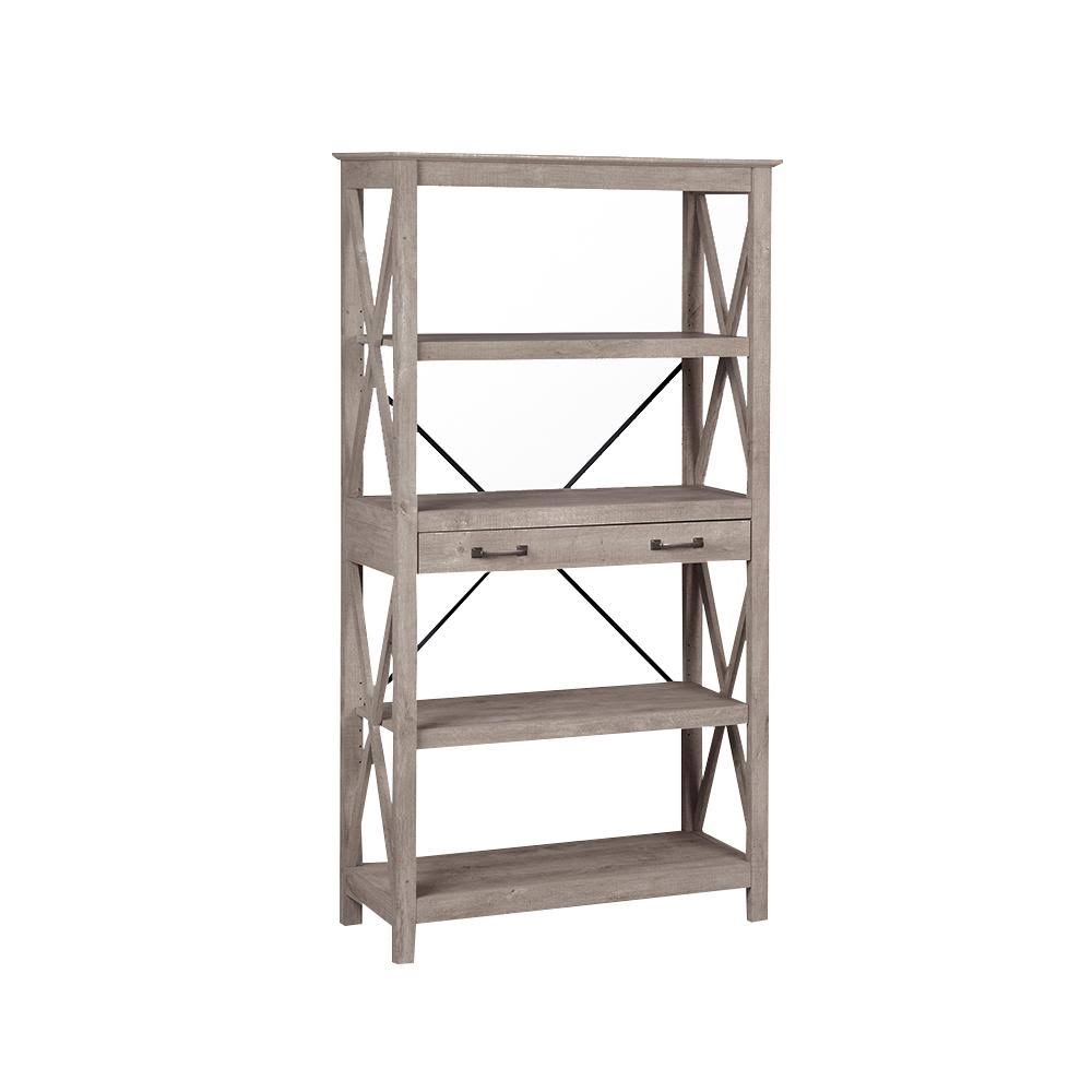 Washed Gray Bookcase with 2 Drawers O82626