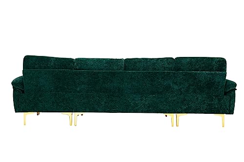 Purple 114 Inch Fabric Upholstered Modular Sectional Sofa with Chaise Lounge Ottoman and 2 Pillows Q945
