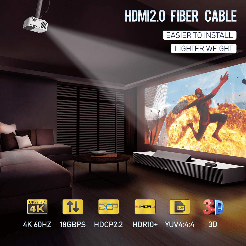 Fiber Optic HDMI Cable 65FT 4K 60FPS HDMI 2.0 18Gbps Active Optical Cable L6873