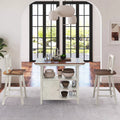 3-Piece Counter Height Wooden Dining Table Set with Storage Cabinet Q42550