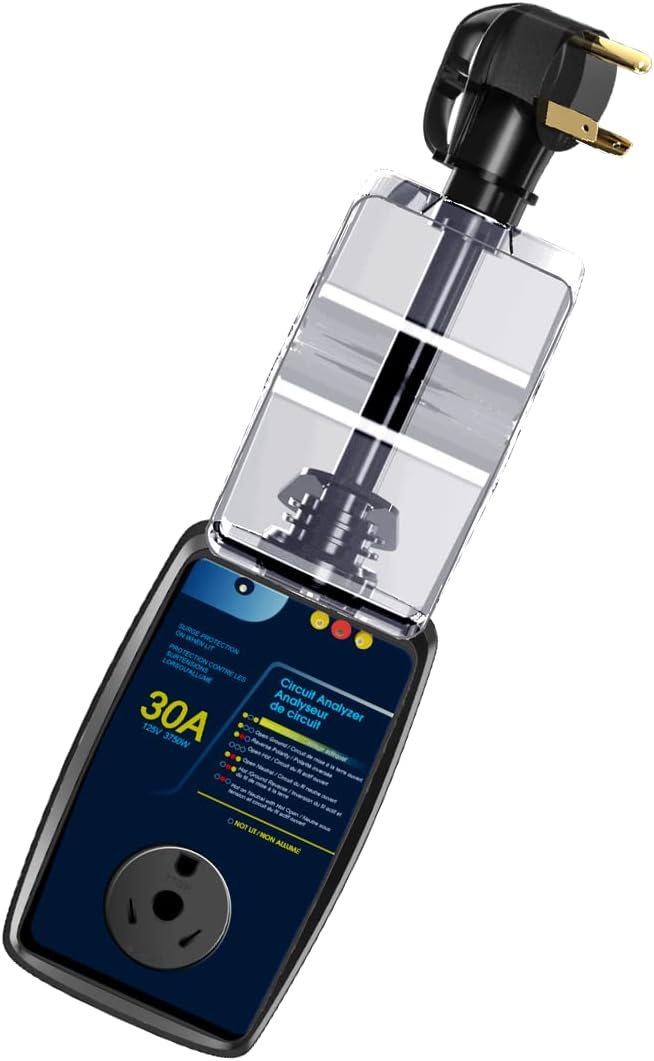 30 Amp RV Surge Protector with LED Indicator, 2100 Joules, Black N179