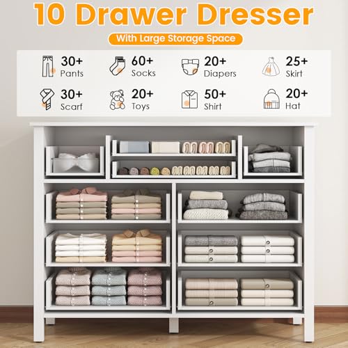 Black 10 Drawer Wood Dresser L12254