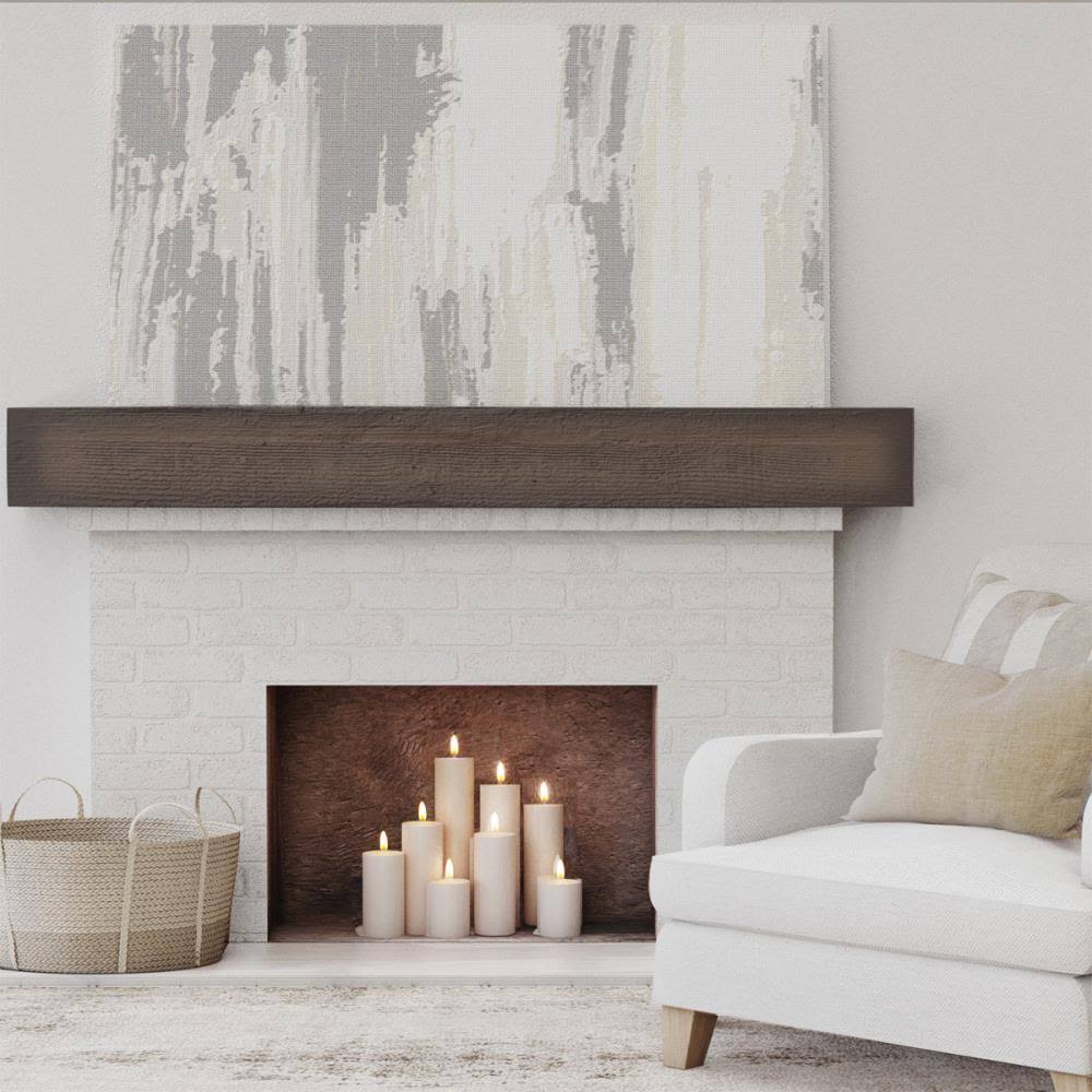 Rough Sawn Faux Wood Fireplace Mantel I74632