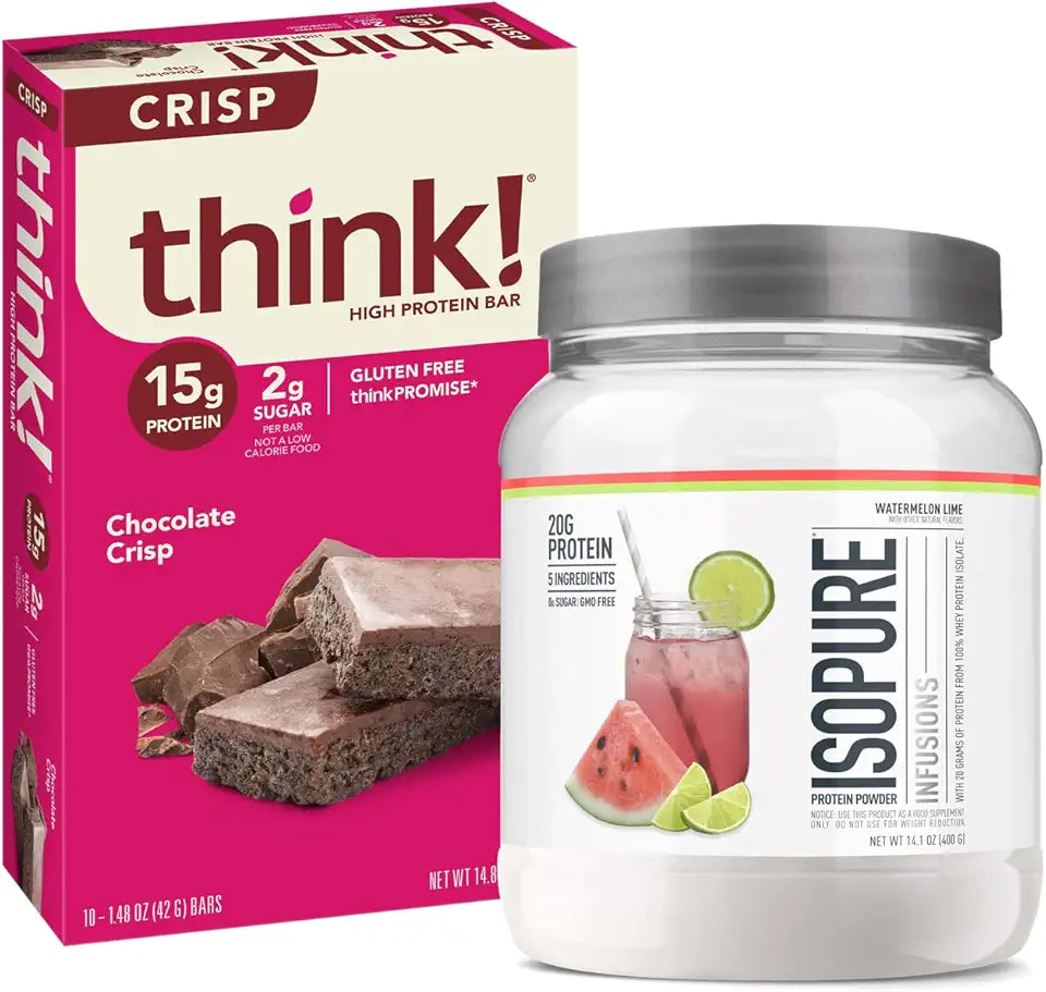 Watermelon Lime Whey Protein Isolate 16 Servings and Chocolate High Protein Bars 10 Bars Y455