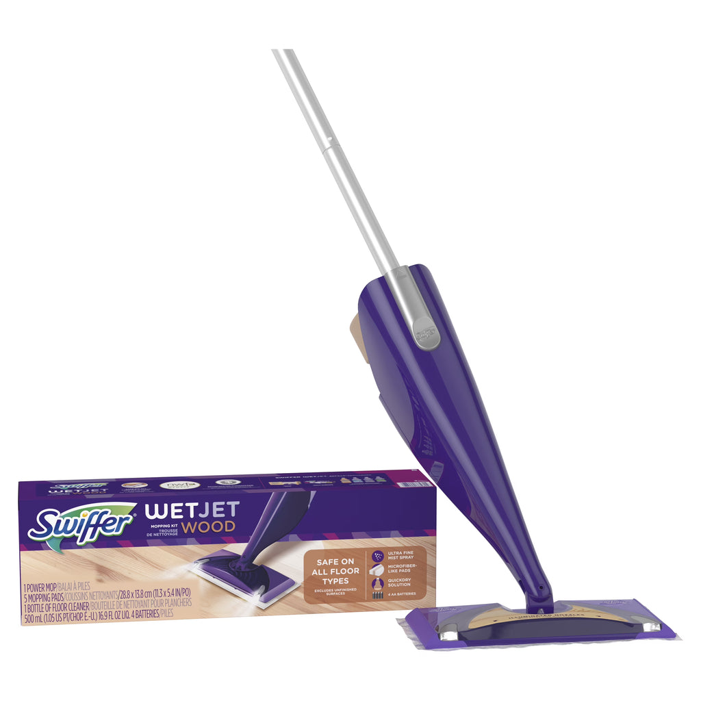 Wood Mop Starter Kit (1 Mop, 5 Pads, 1 Floor Cleaning Solution) B1777