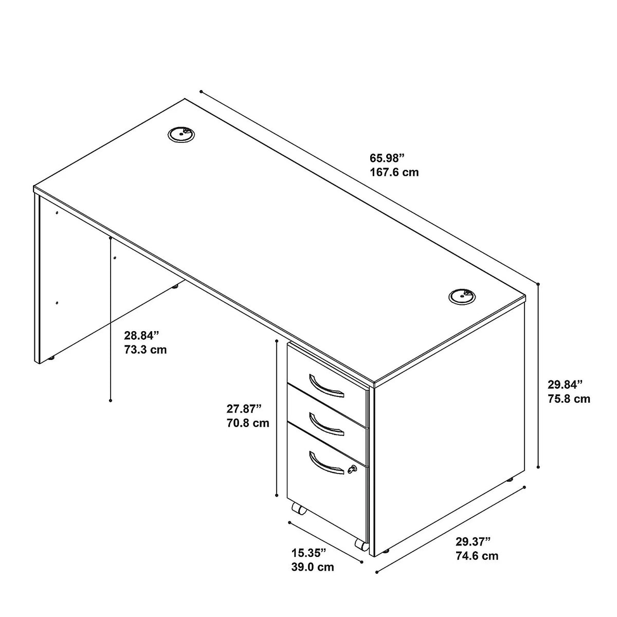 66W x 30D Office Desk with Drawers Z424341