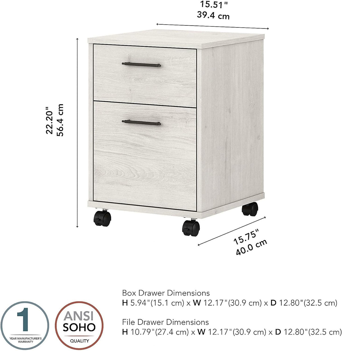 2 Drawer Mobile File Cabinet O3515