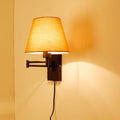 Swing Arm Wall Lamp Plug-in Cord Linen Shade W30029
