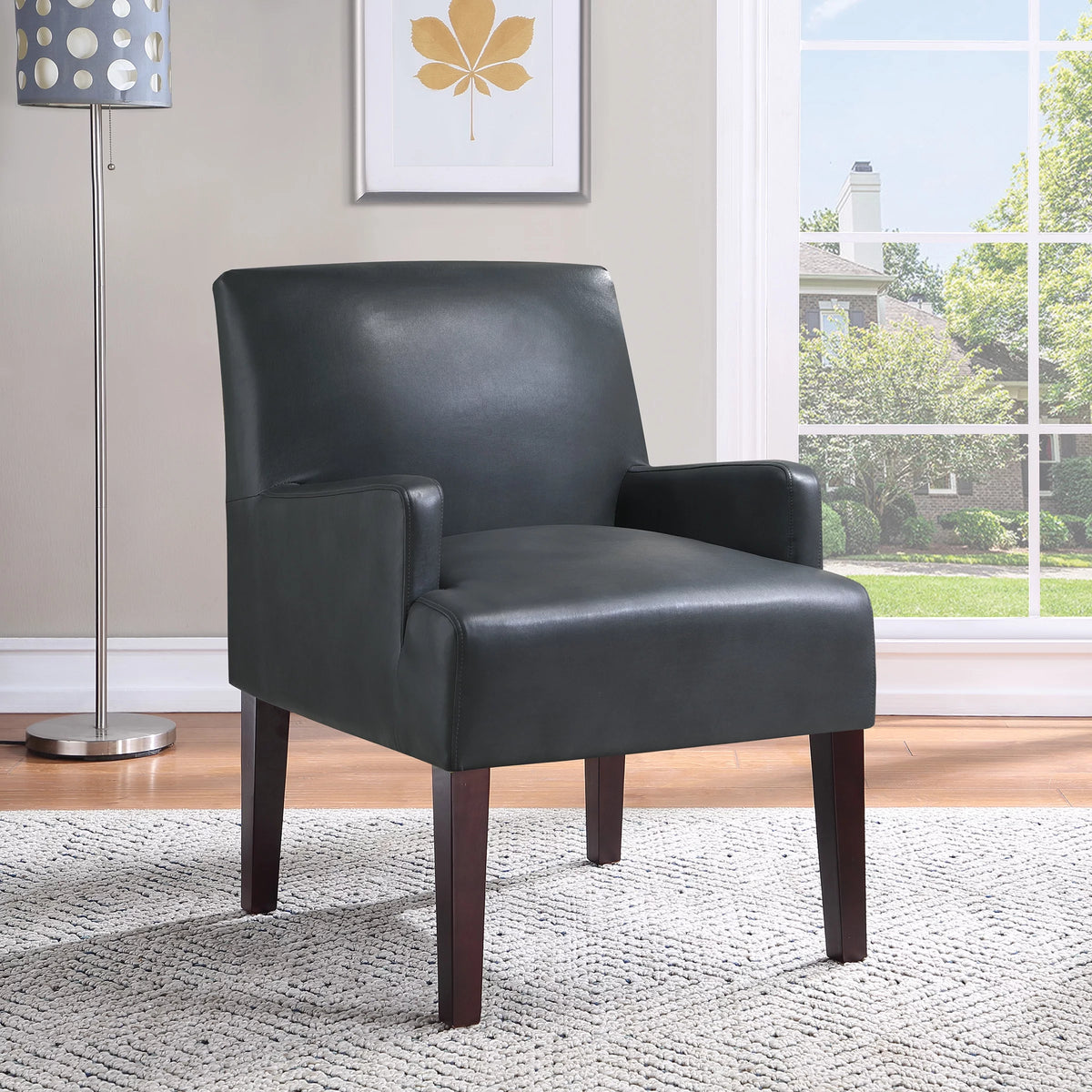 Pewter Faux Leather Guest Chair I1743