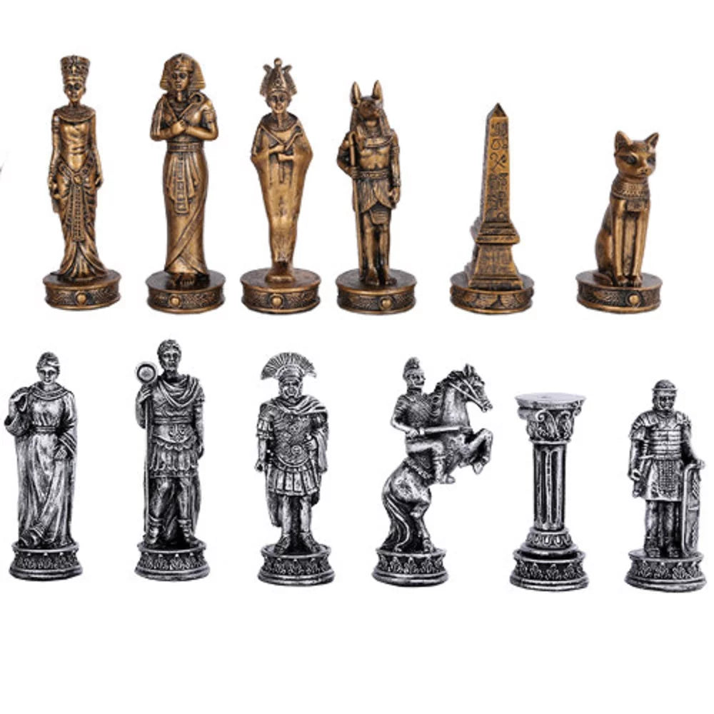 Egyptian vs Roman Chess Set with Glass Board G874283