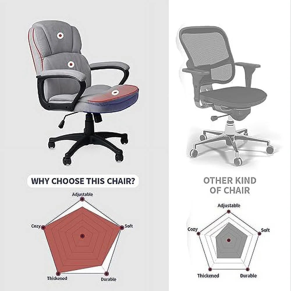 Ergonomic Upholstered Swivel Office Chair with Headrest and Armrest M9132