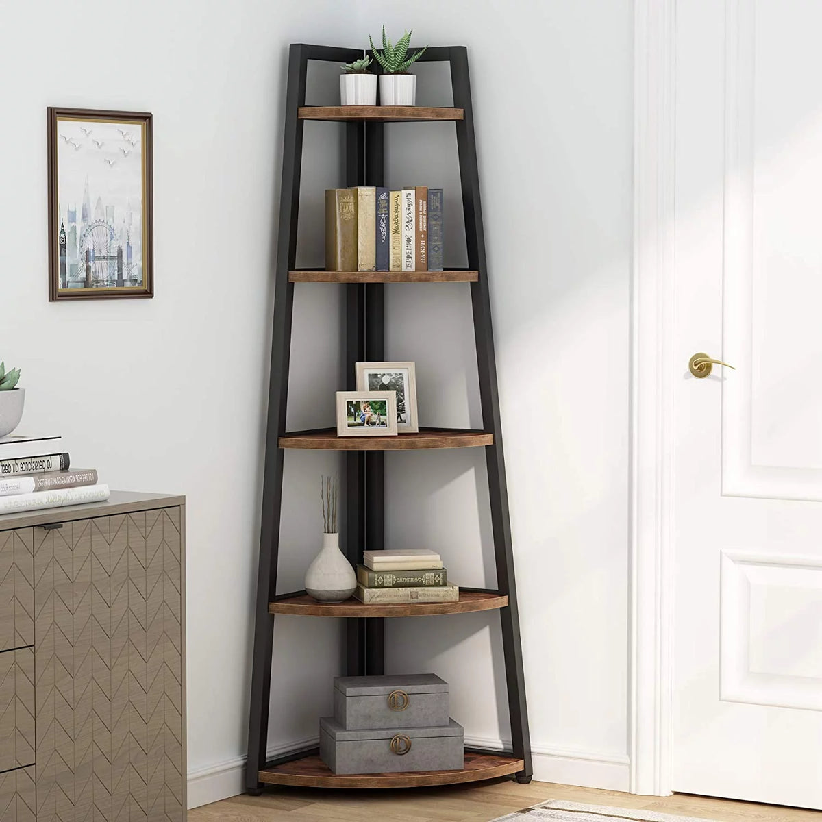70 inch 5 Tier Corner Bookshelf Z63638