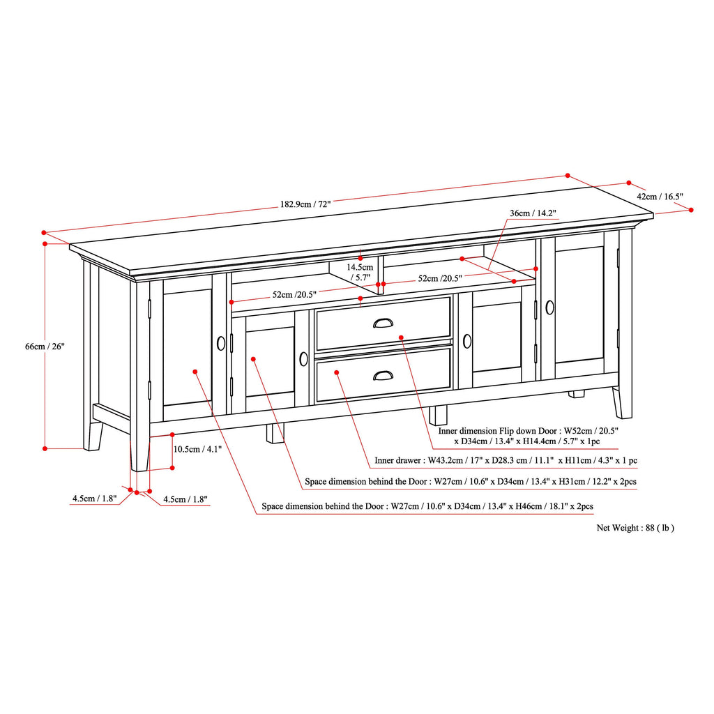 Black Wood 72 inch TV Media Stand B21133