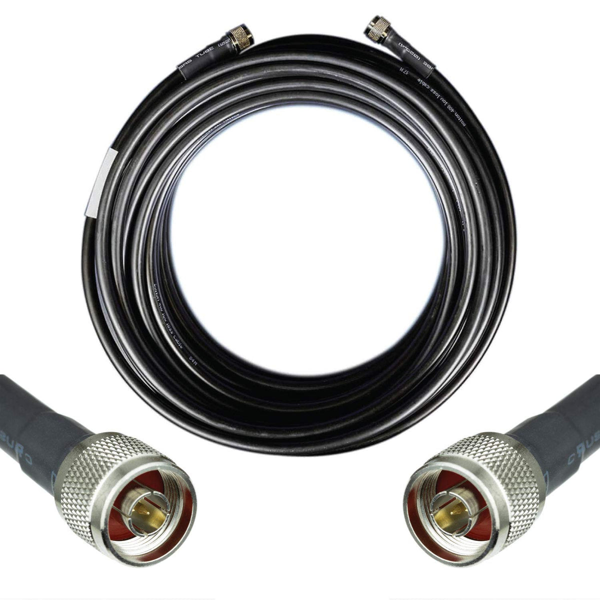 Heavy Duty Ultra Low Loss 50ohm Coaxial Cable 100ft Black N Male to N Male K34645