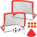 Set of 2 4'x3' Pop Up Soccer Goals with Cones, Carrying Case, Football and Pump U68228