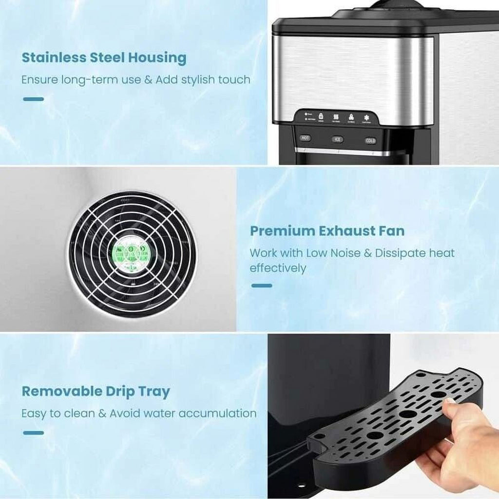 3 in 1 Countertop Water Cooler Dispenser Ice Maker with Ice Block 44 lb Ice Storage T5417