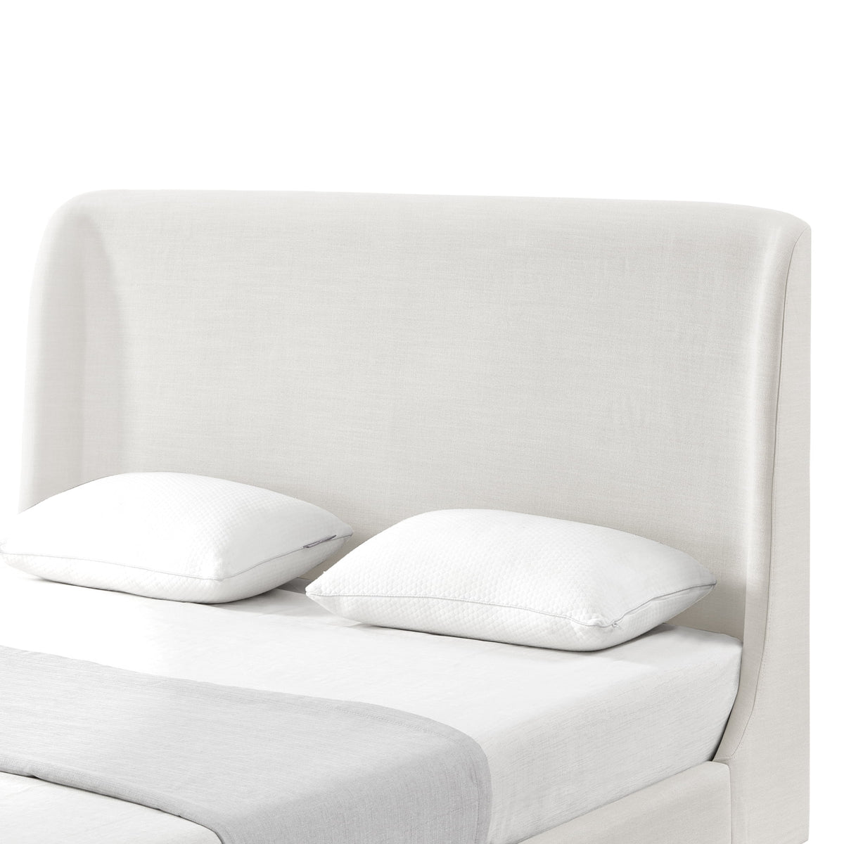 Cream White Tufted Linen Twin Size Bed Frame H31544