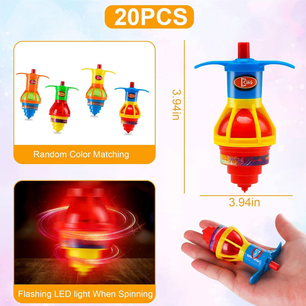 20 Pack UFO Spinning Tops with LED Light Up Flashing Toys J149600