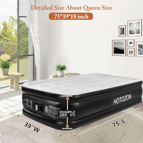 Twin Air Mattress with Built-in Pump, 18" Foldable Blue Air Bed E35970