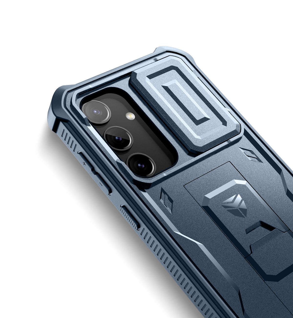 Blue Heavy-Duty Shockproof Rugged Case with Slide Camera Cover, Screen Protector & Kickstand S82832
