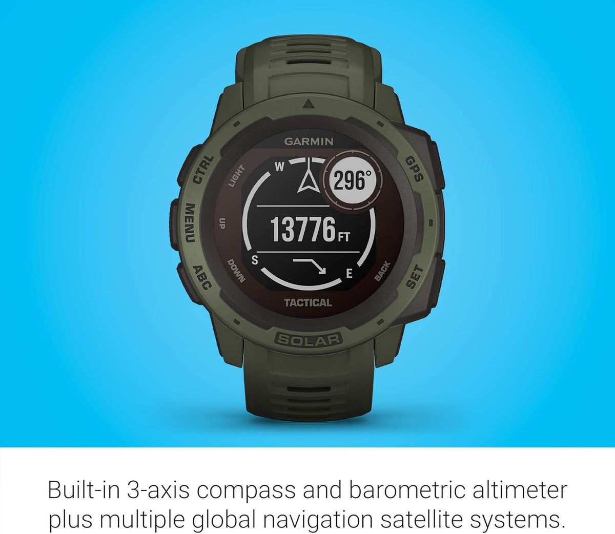 Moss Green Solar-Powered Rugged Outdoor Smartwatch X511081