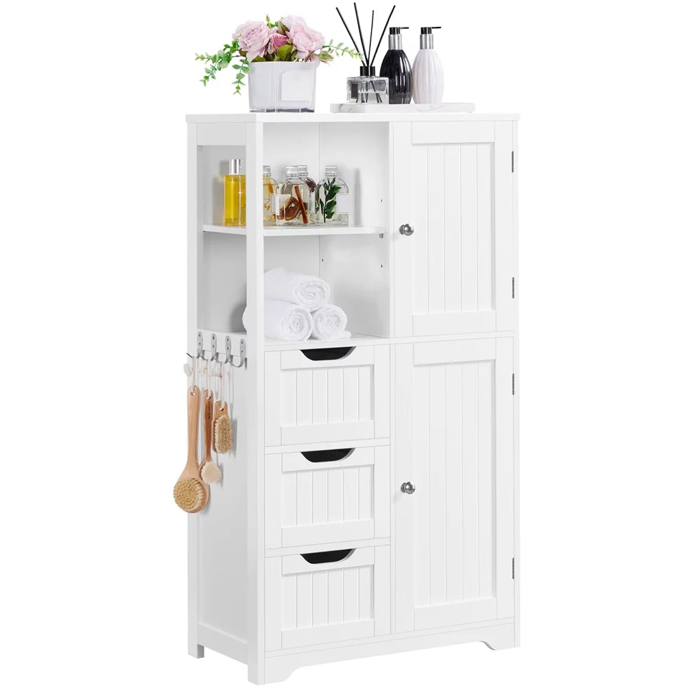 White 3 Drawer Wooden Bathroom Storage Cabinet U384124
