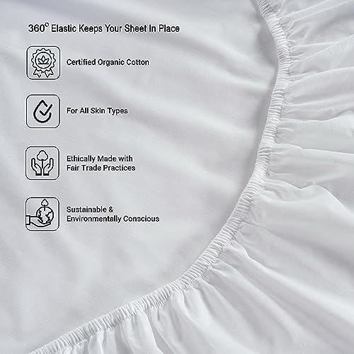 100% Organic Cotton Queen Size White Sheets 8 Pc K332