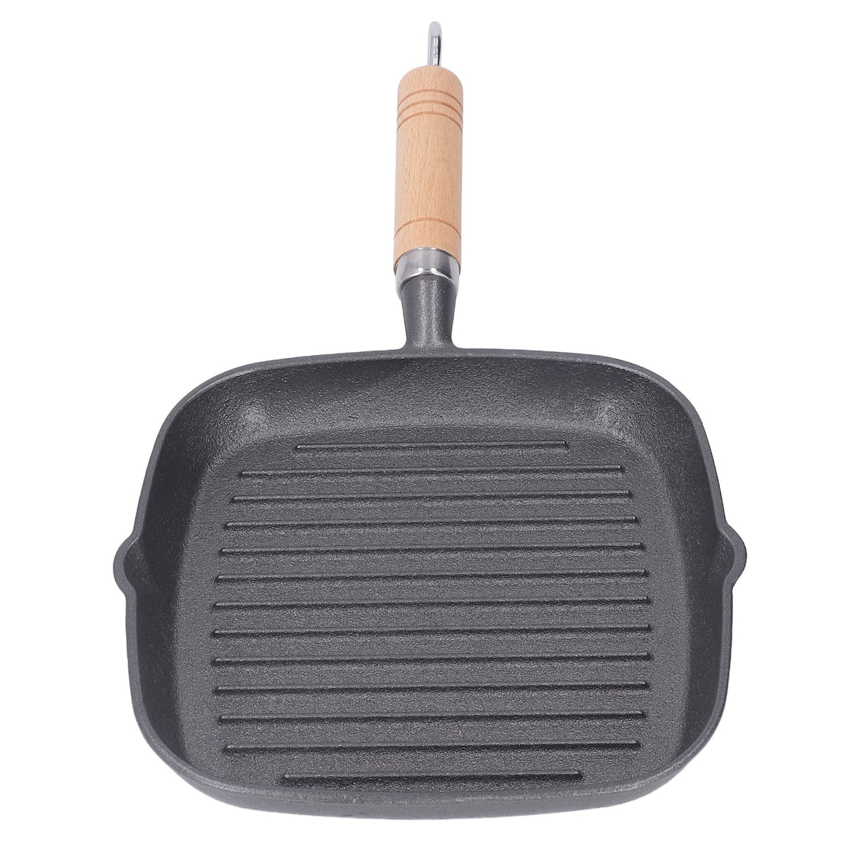 Cast Iron Grill Pan with Wooden Handle W984