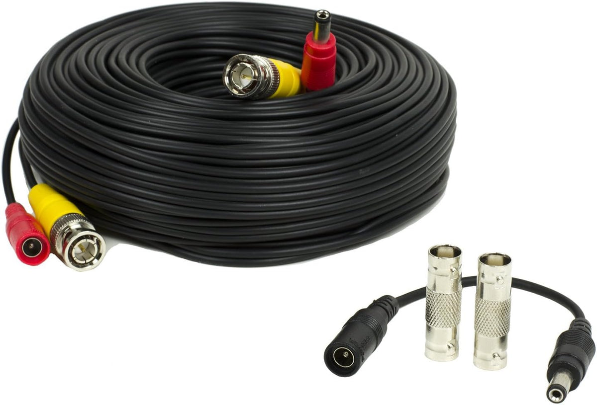 100 Feet Pre-Made Siamese BNC CCTV Security Camera Cable with Two Female Connectors G1679