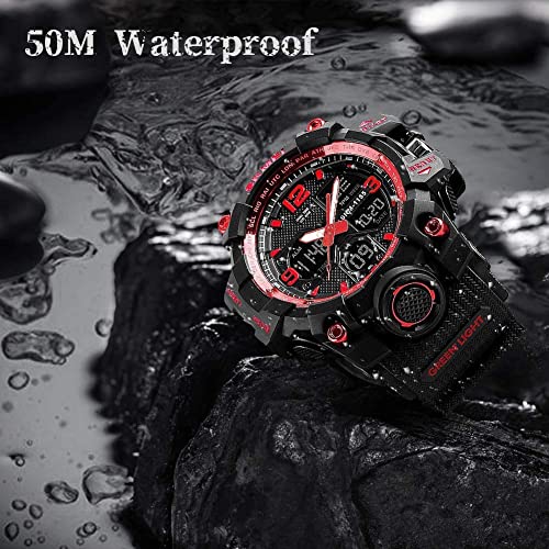 Men's Analog Sports Watch LED Military Digital Watch Electronic Stopwatch Large Dual Dial Time Outdoor Army Wrist Watch Tactical G1926