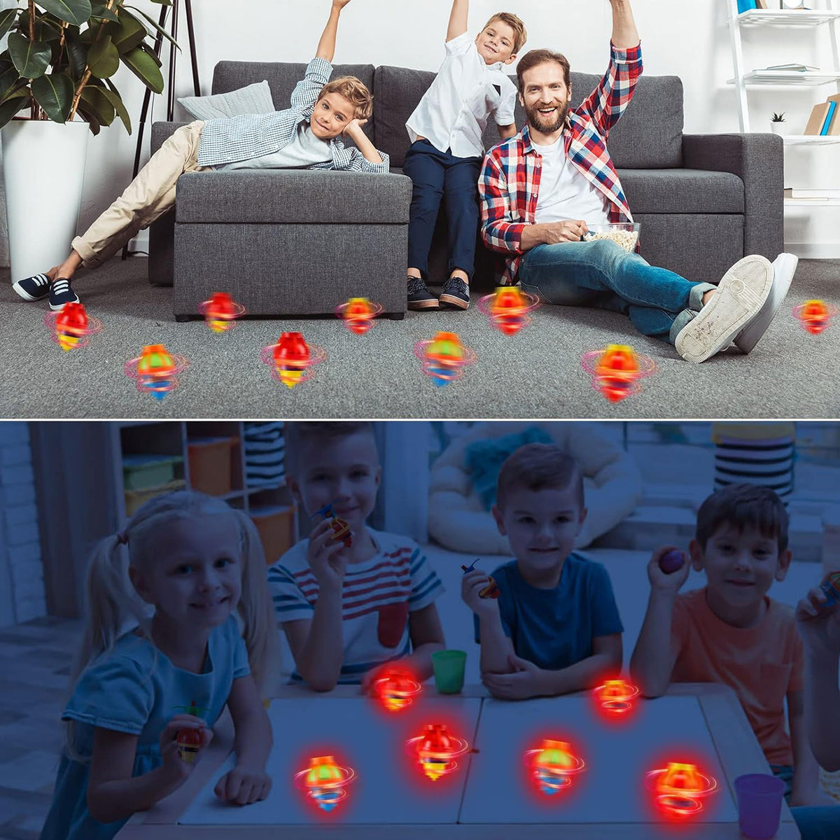20 Pack UFO Spinning Tops with LED Light Up Flashing Toys J149600