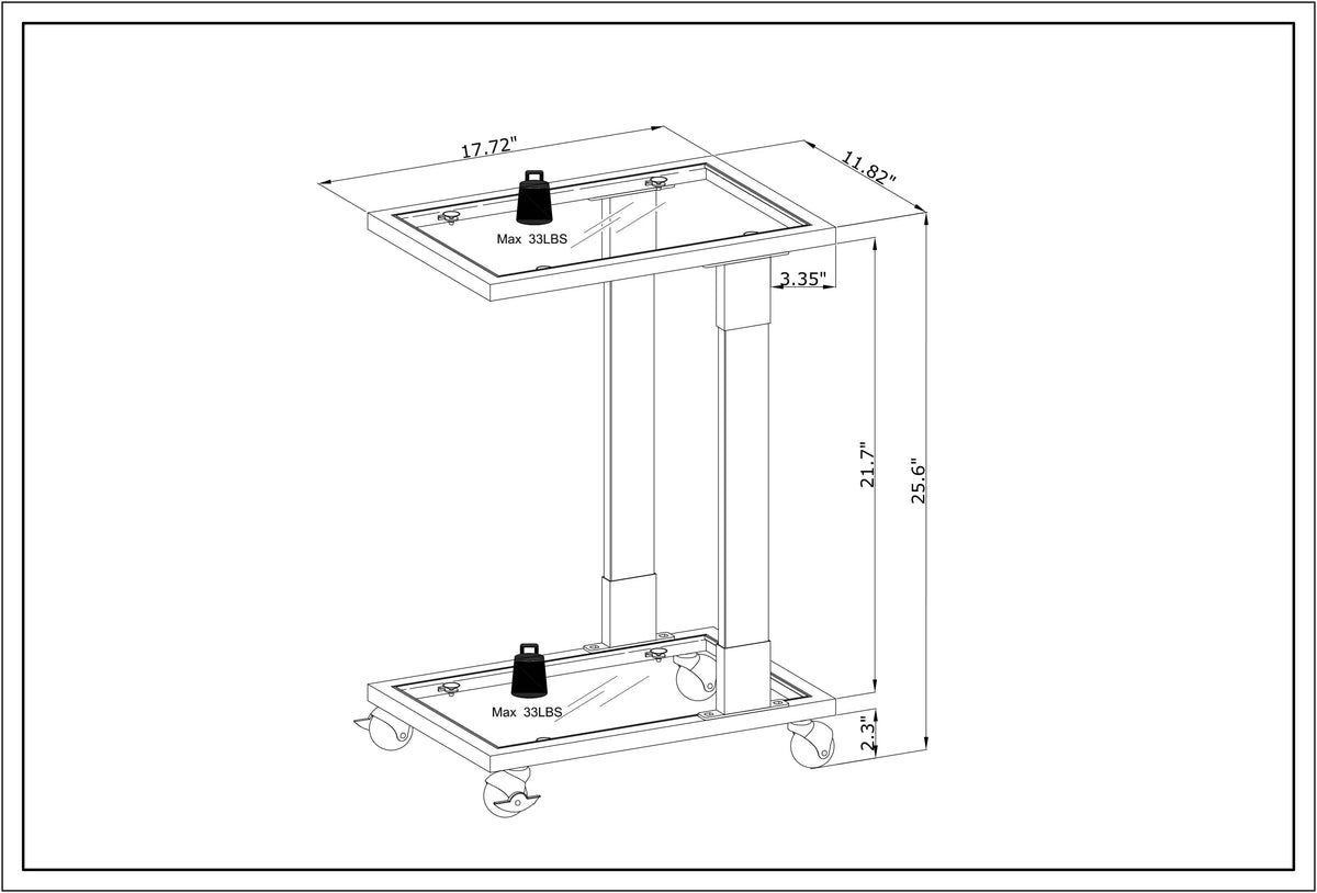 Chrome Glass C Shape Square Side Table with Metal Base K16611