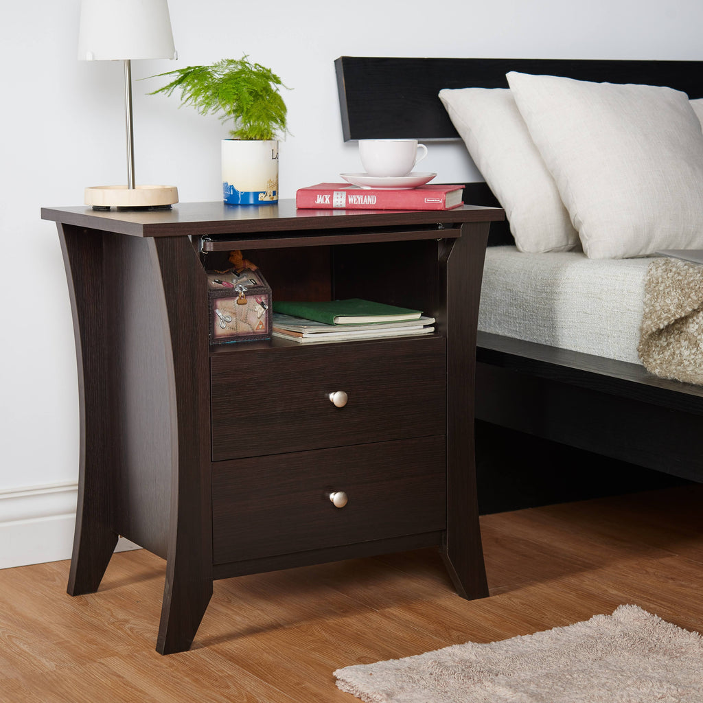 Modern Espresso 2-Drawer Nightstand A120241