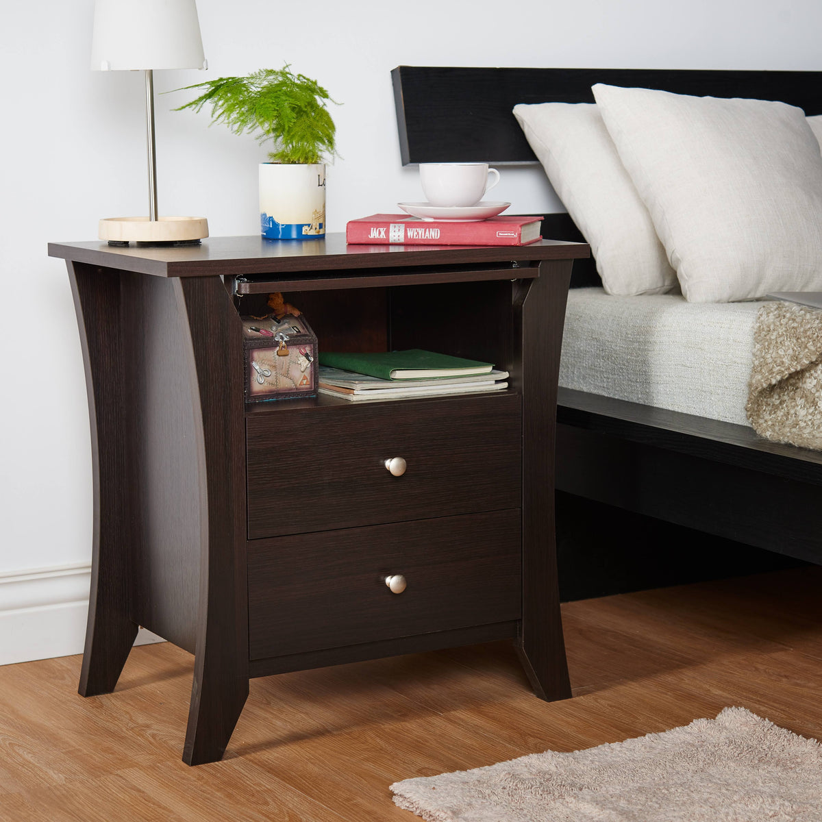 Modern Espresso 2-Drawer Nightstand A120241