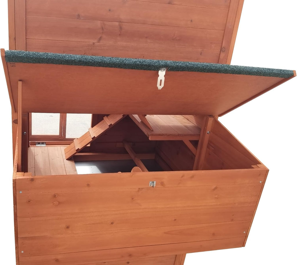 90.6" Wood Chicken Coop Hen House Nesting Box Run Cleaning Tray T50217