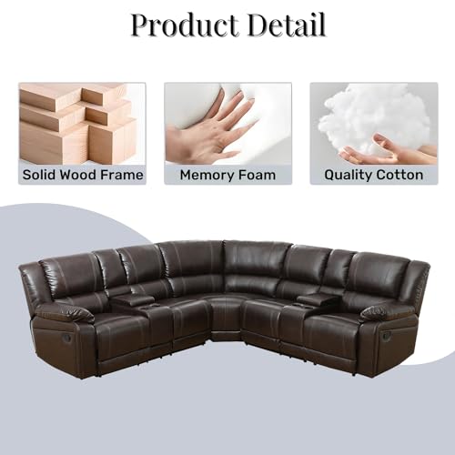 Leather L-Shaped Reclining Sectional Sofa with Chaise U21797