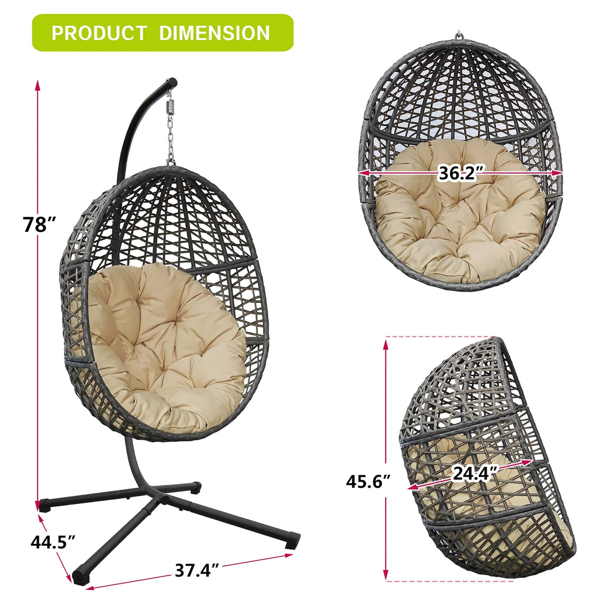 Rattan Egg Swing Chair with Stand Q8305