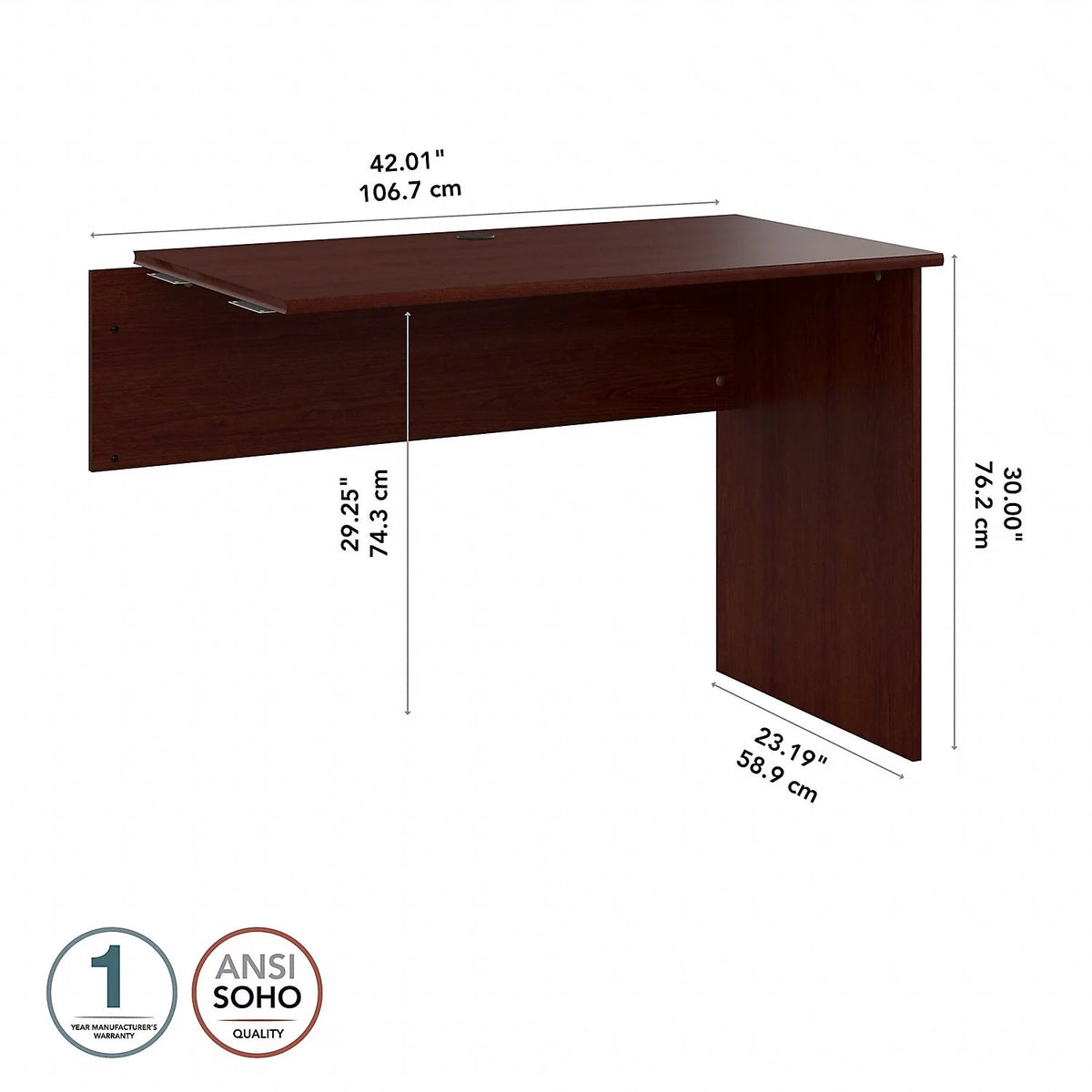 Engineered Wood Desk Return in Harvest Cherry C665