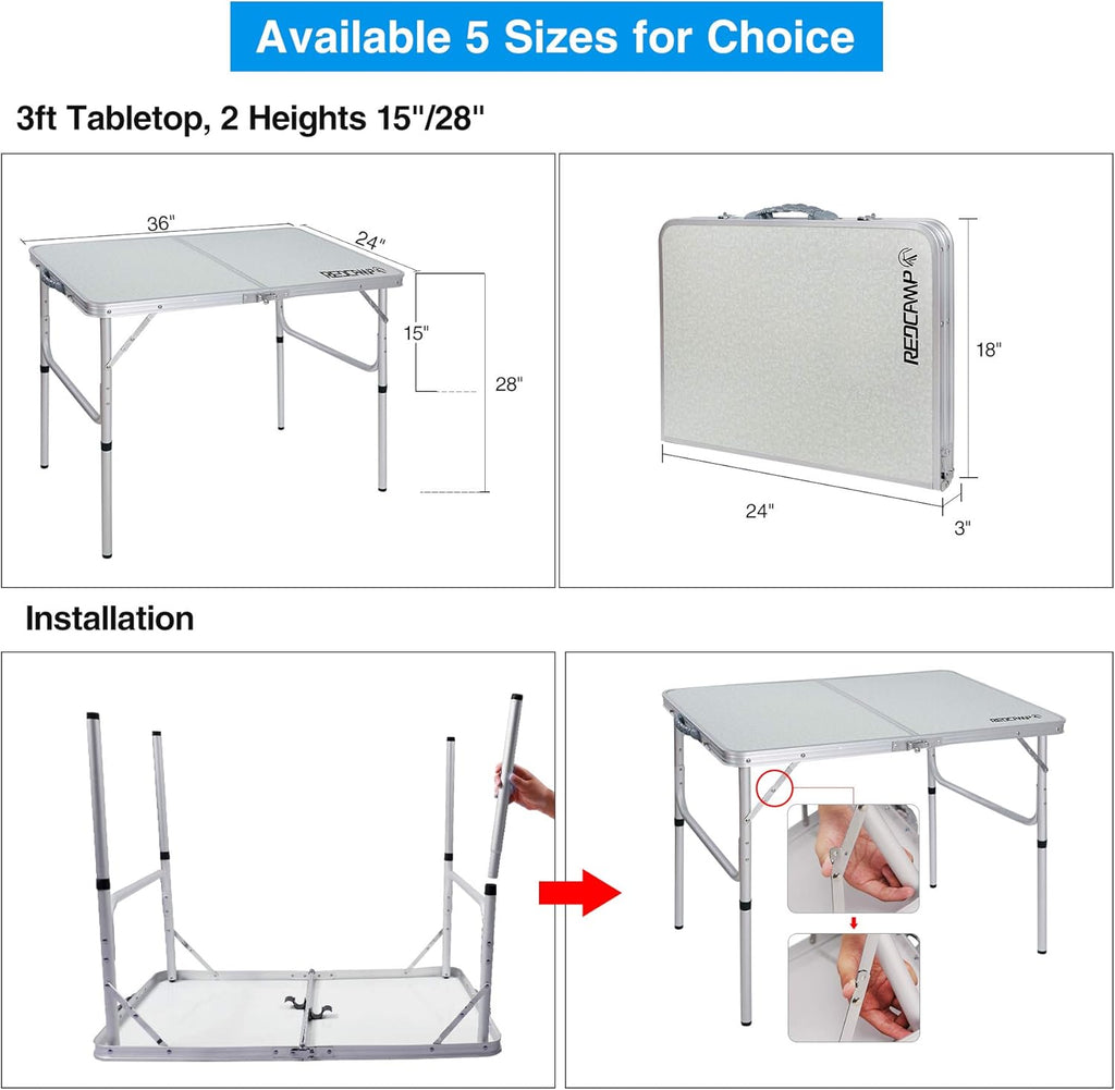 Folding Camping Table, 3ft Portable Aluminum Outdoor Table L279323
