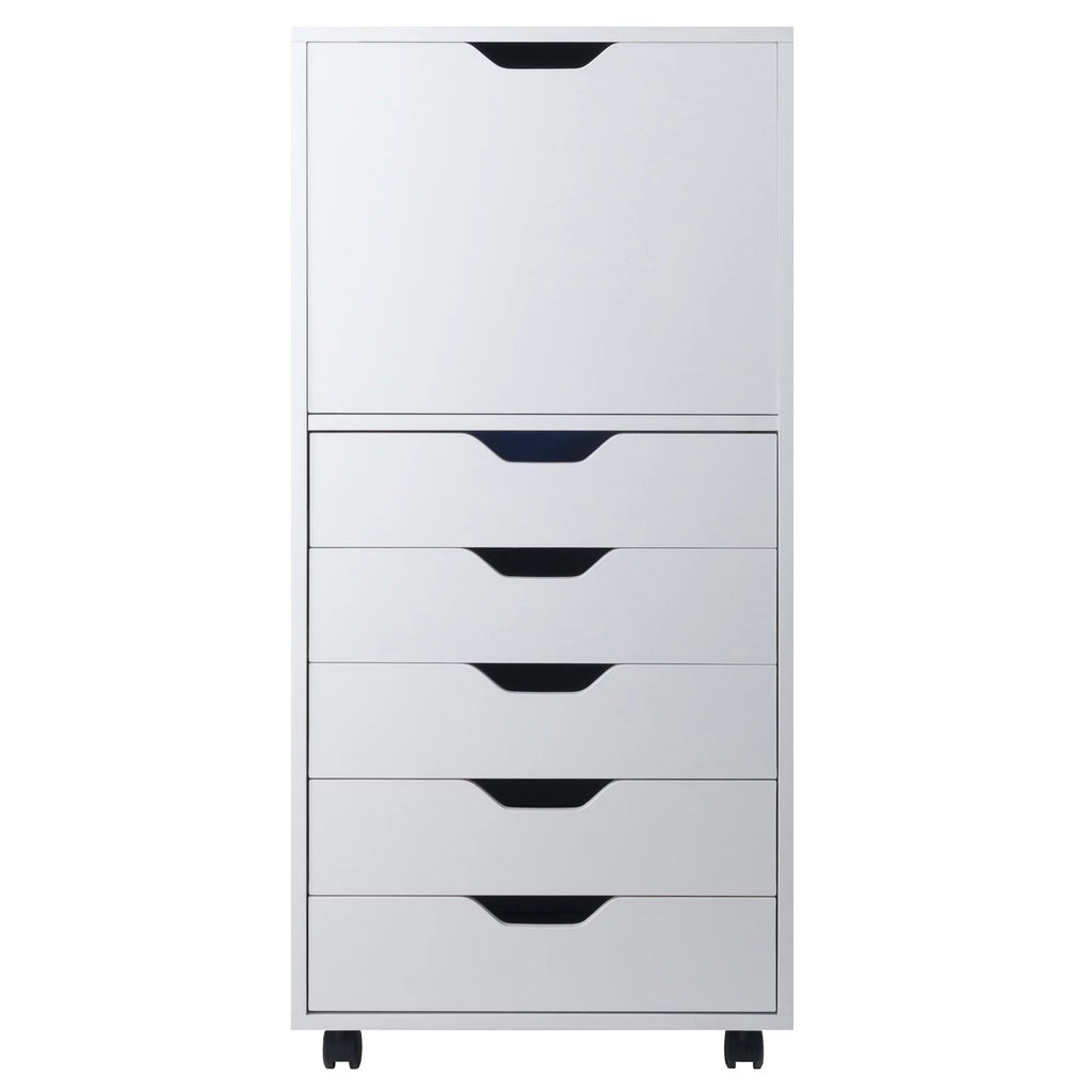 White 5 Drawer Rolling Wood Dresser X180323